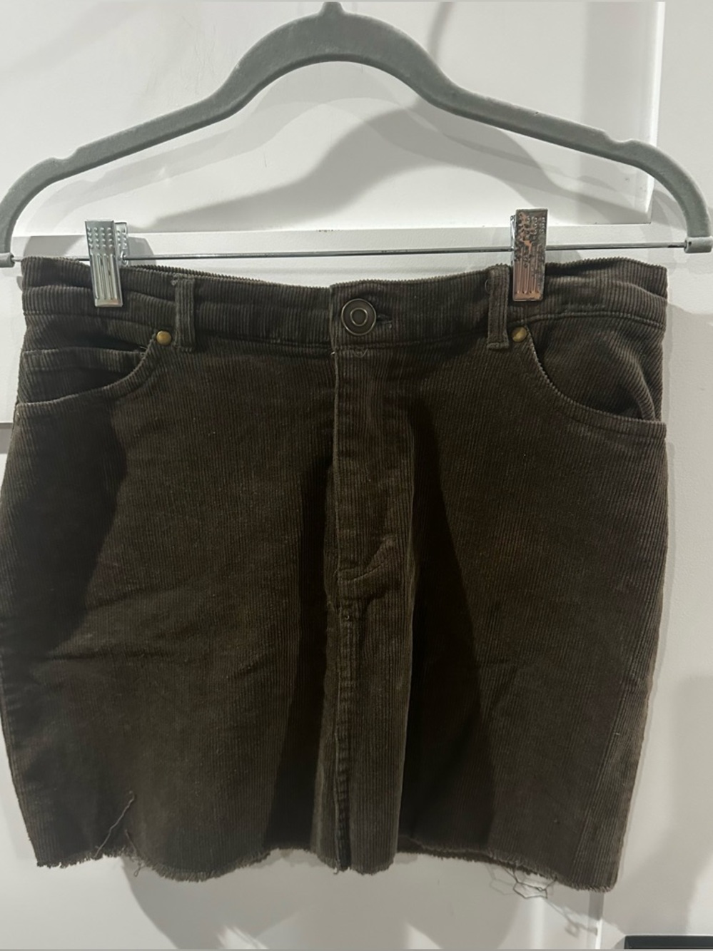 Rue 21 Army Green Corduroy Raw Hem Mini Skirt Size Medium